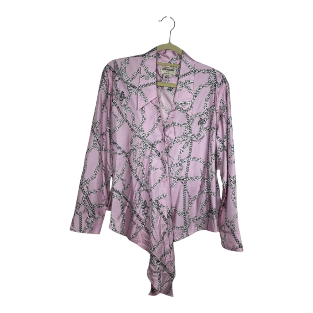 Zadig&Voltaire Taupy Chain Print Silk Shirt